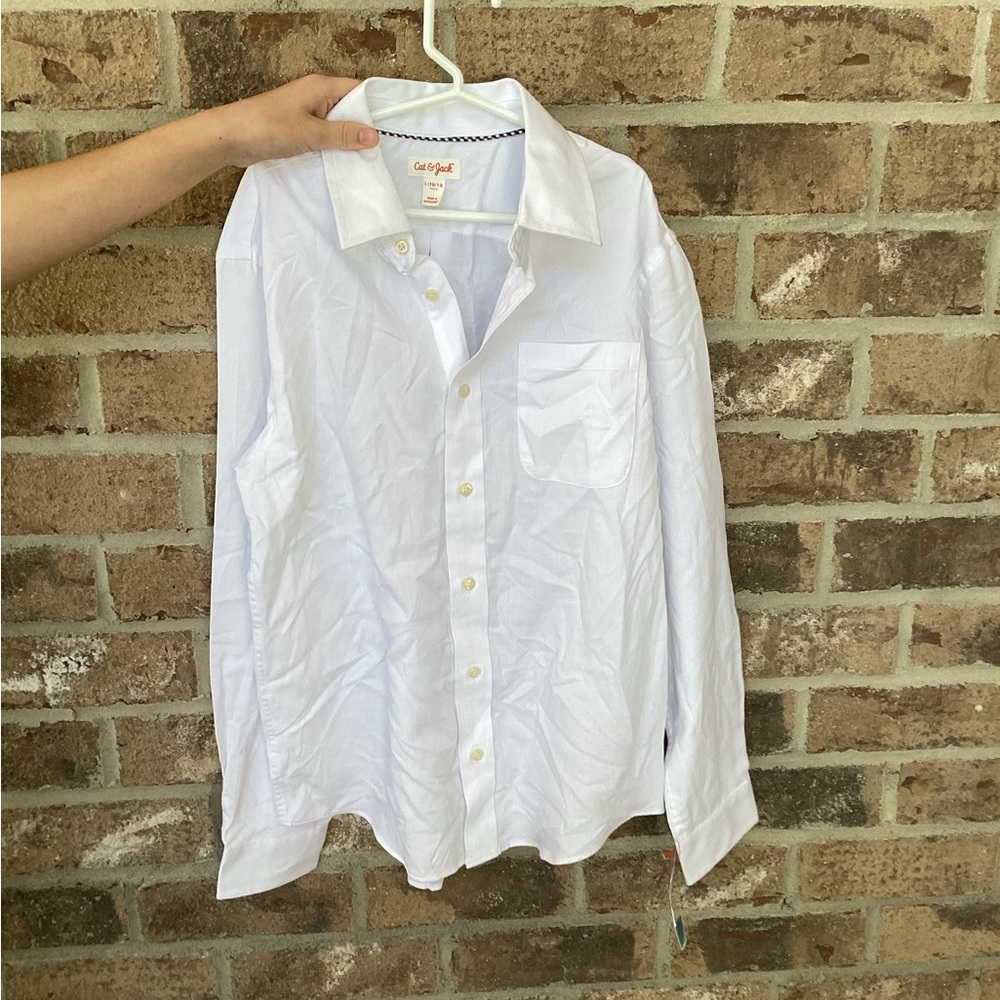 Boys Cat & Jack white button down shirt size 10/12